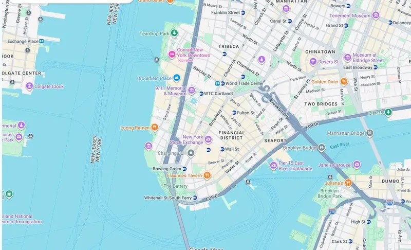 Map of weed delivery coverage in Battery Park, Manhattan from Cannadreams NYC at 862 9th Ave