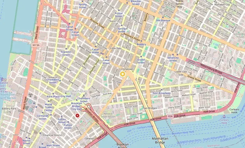 Map of weed delivery coverage in Chinatown, Manhattan from Cannadreams NYC at 862 9th Ave