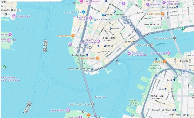 Map of weed delivery coverage in Financial District, Manhattan from Cannadreams NYC at 862 9th Ave