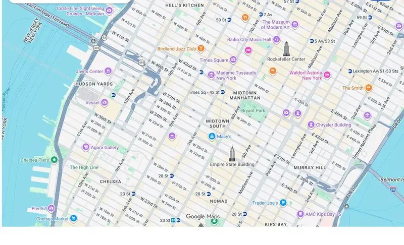 Map of weed delivery coverage in Garment District, Manhattan from Cannadreams at 862 9th Ave