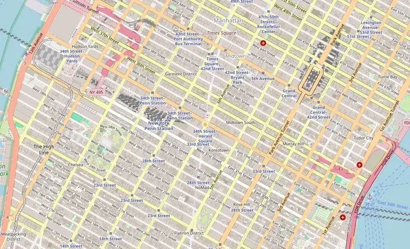 Map of weed delivery coverage in Herald Square, Manhattan from Cannadreams NYC at 862 9th Ave