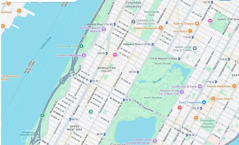 Map of weed delivery coverage in Manhattan Valley, Manhattan from Cannadreams NYC at 862 9th Ave