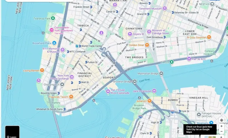 Map of weed delivery coverage in South Street Seaport, Manhattan from Cannadreams NYC at 862 9th Ave