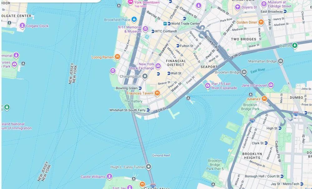 Map of weed delivery coverage in Financial District, Manhattan from Cannadreams NYC at 862 9th Ave