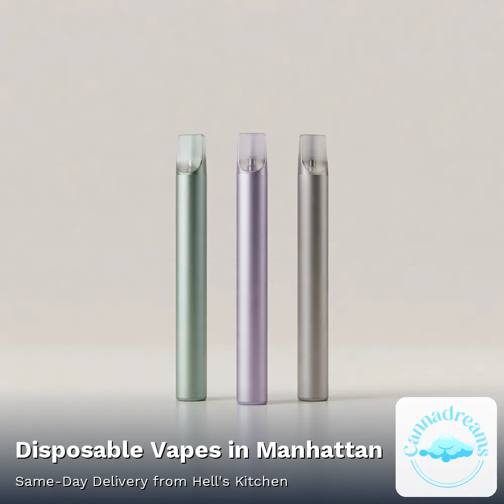 Disposable vapes in Manhattan, all-in-one THC vape pens from Cannadreams, same-day delivery from Hell's Kitchen