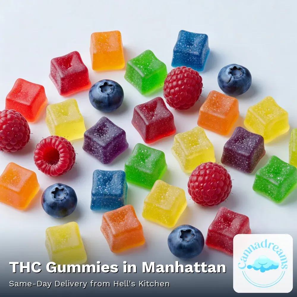 THC gummies in Manhattan, cannabis edibles from Cannadreams, same-day delivery from Hell's Kitchen